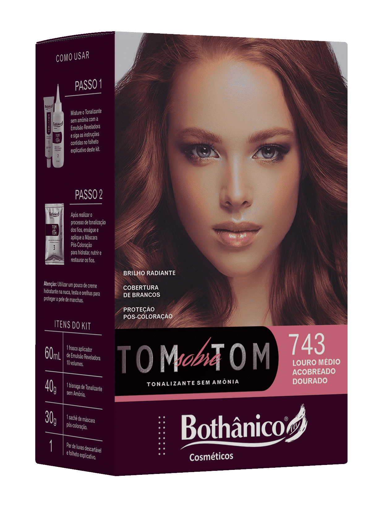 Tonalizante 743 Louro Médio Acobreado Dourado – Bothânico Cosméticos
