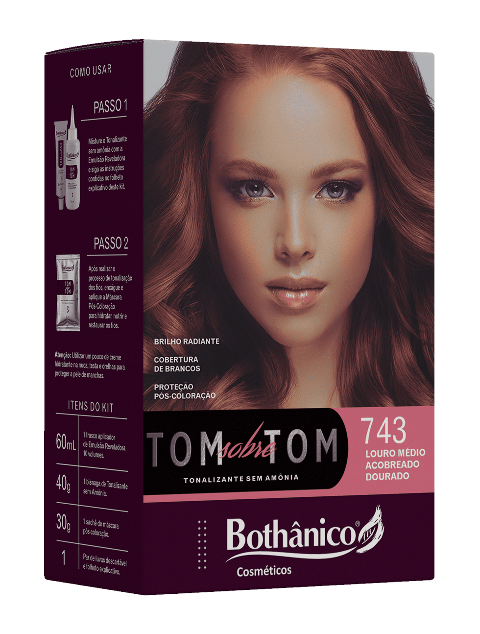 Tonalizante 743 Louro Médio Acobreado Dourado – Bothânico Cosméticos