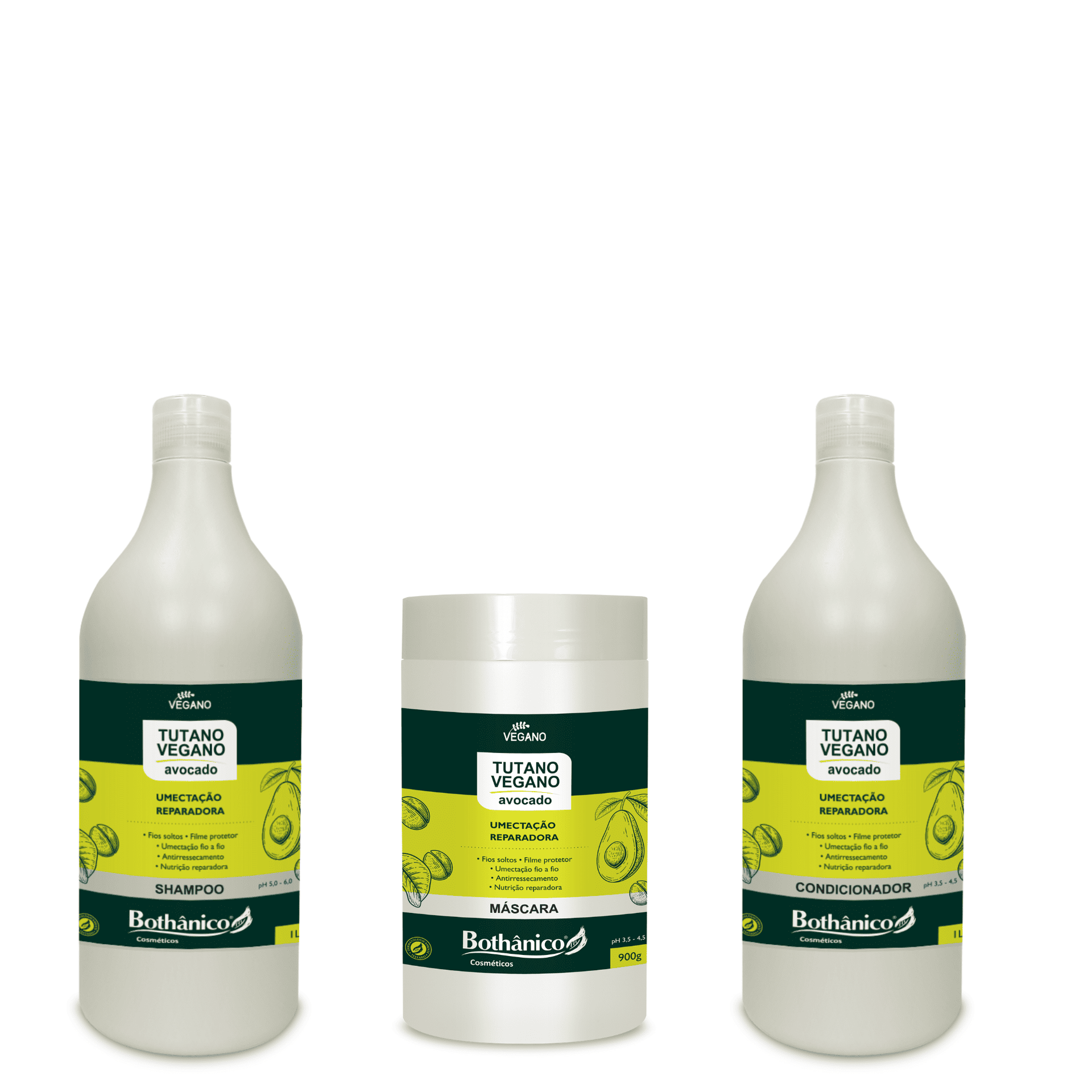 Kit Tutano Vegano-Avocado (1L/900G) - Shampoo Condicionador e